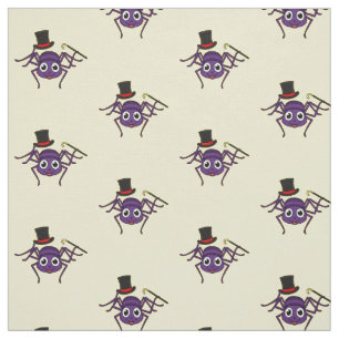 Cute spider in top hat cartoon fabric
