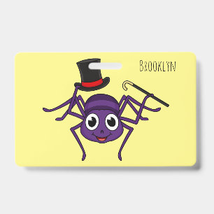 Cute spider in top hat cartoon  ID badge