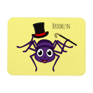 Cute spider in top hat cartoon magnet