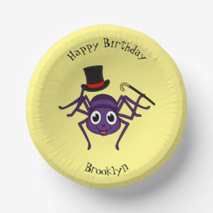 Cute spider in top hat cartoon  paper plate