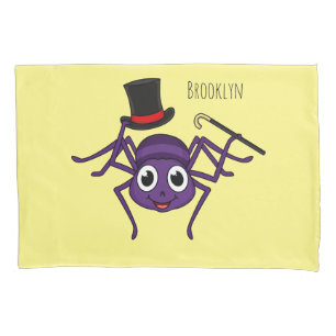 Cute spider in top hat cartoon pillowcase
