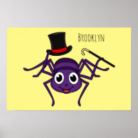 Cute spider in top hat cartoon