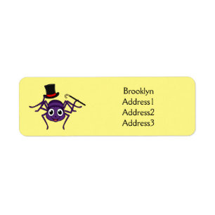 Cute spider in top hat cartoon return address label