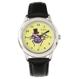 Cute spider in top hat cartoon watch