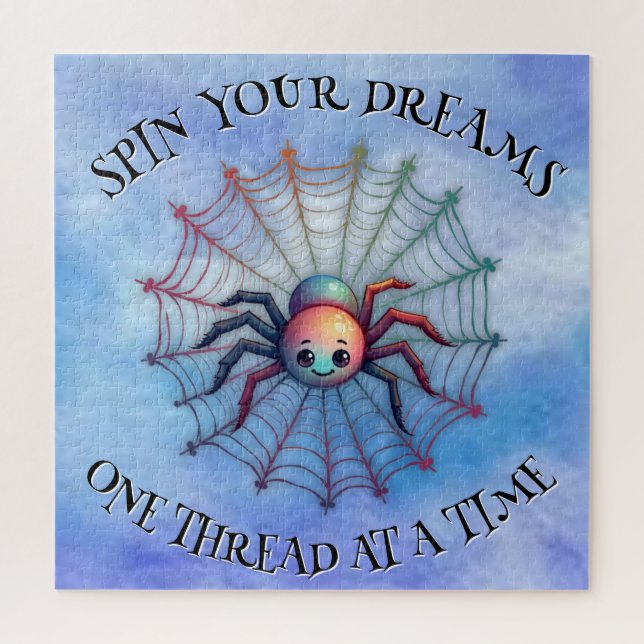 Cute Spider Inspirational Quote Monogram on blue | Jigsaw Puzzle (Vertical)