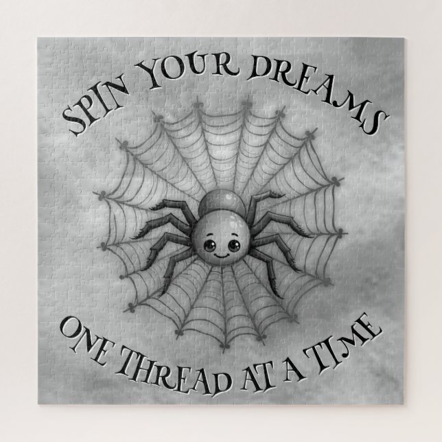 Cute Spider Inspirational Quote Monogram on grey | Jigsaw Puzzle (Vertical)