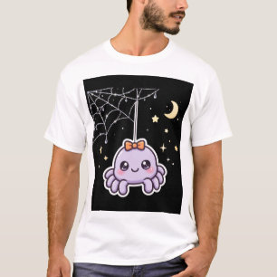 Cute Spider On Sparkly Web Halloween T-Shirt