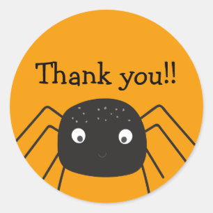 Cute Spider pumpkin orange Thank you Classic Round Sticker