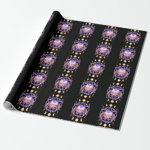 Cute Spider Satan Moon Pastel Goth Kawaii Wrapping Paper