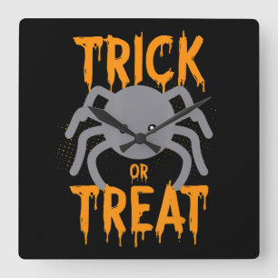 Cute Spider - Trick Or Treat- Halloween Square Wall Clock