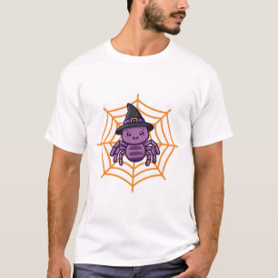 Cute Spider Witch Hat Halloween Art T-Shirt