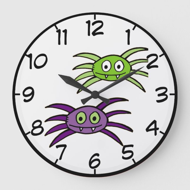 Cute Spiders Halloween Wall Clock (Front)