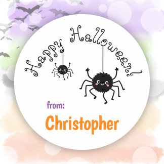 Cute Spiders Party Favour Happy Halloween Classic Round Sticker