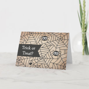 Cute Spiders, Spider Webs, Happy Halloween Card