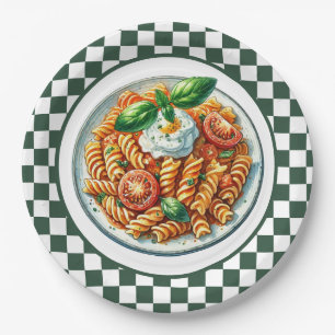 Cute spiral pasta dinner  paper plate