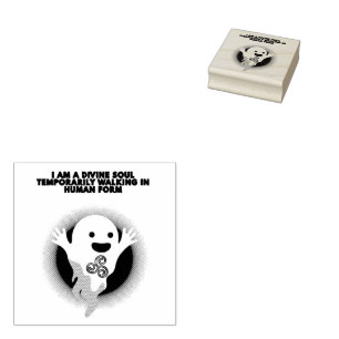 Cute Spiritual Ghost – Divine Soul Quote Design Rubber Stamp