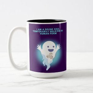 Cute Spiritual Ghost – Divine Soul Quote Design Two-Tone Coffee Mug