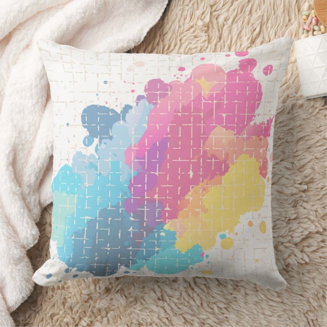 cute splatter abstract rainbow cushion (Blanket)