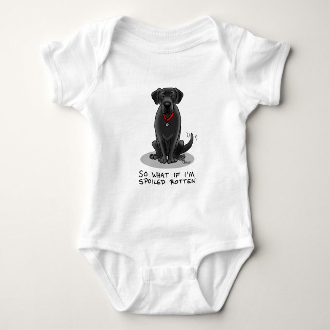 Cute Spoiled Rotten Black Labrador Retriever Dog Baby Bodysuit (Front)