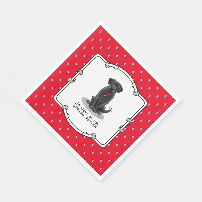 Cute Spoiled Rotten Black Labrador Retriever Dog Napkin (Corner)