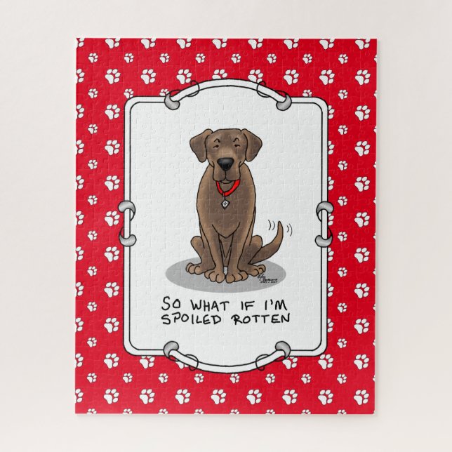 Cute Spoiled Rotten Chocolate Labrador Retriever Jigsaw Puzzle (Vertical)