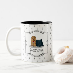Cute Spoiled Rotten Yorkshire Terrier (Yorkie) Two-Tone Coffee Mug