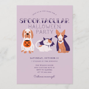 Cute Spooktacular Costume Pets Halloween Party Invitation