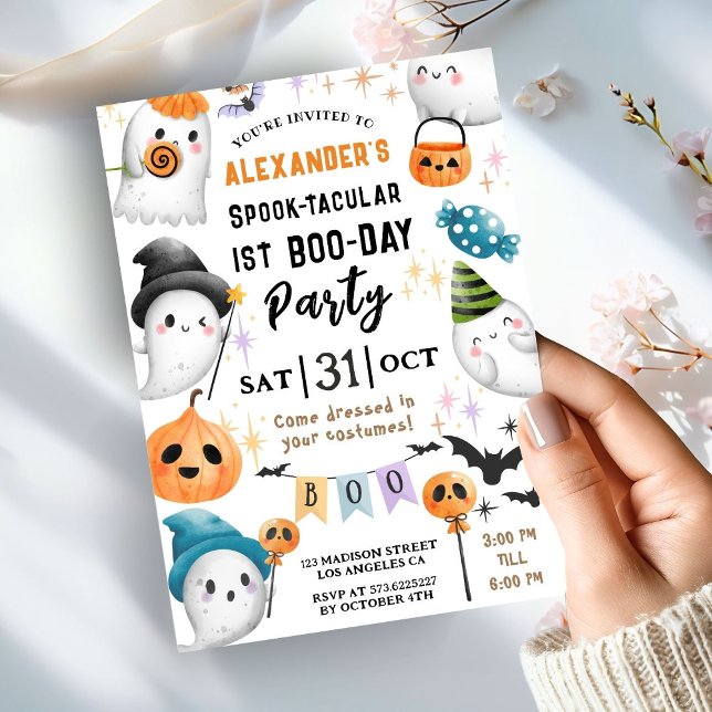 Cute Spooktacular Halloween 1st Birthday Cute Boy Invitation (Creator Uploaded)