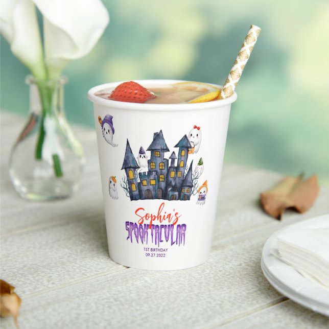 Cute Spooktacular Halloween Birthday Paper Cups (Insitu)