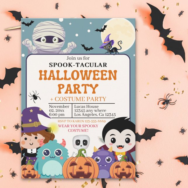 Cute Spooktacular Halloween Costume Party Kids Invitation (Creator Uploaded)