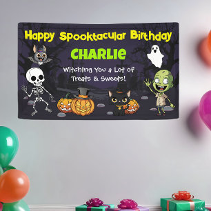 Cute Spooktacular Halloween Monster Birthday Party Banner