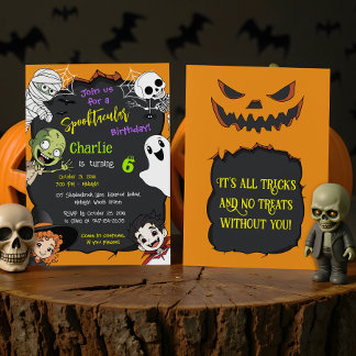 Cute Spooktacular Halloween Monster Birthday Party Invitation