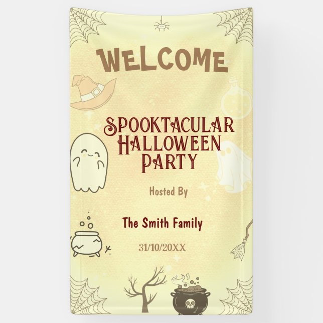 Cute Spooktacular Halloween Party Banner (Vertical)
