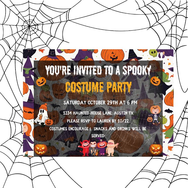 Cute Spooktacular kids Costume Party Invitation (Cute Spooktacular kids Costume Party Invitation front)