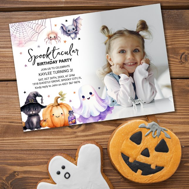 Cute Spooktacular Photo Birthday Party Invitation (Creator Uploaded)