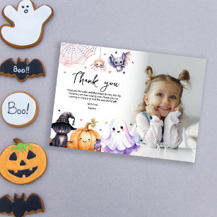 Cute Spooktacular Photo Birthday Party  Thank You Card