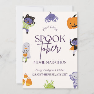 Cute Spooktober Halloween Movie Marathons Invitation