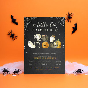 Cute Spooky A Little Boo Halloween Baby Shower Invitation