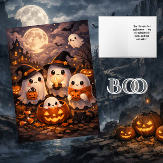 Cute Spooky Aesthetic Ghosts Halloween Card
