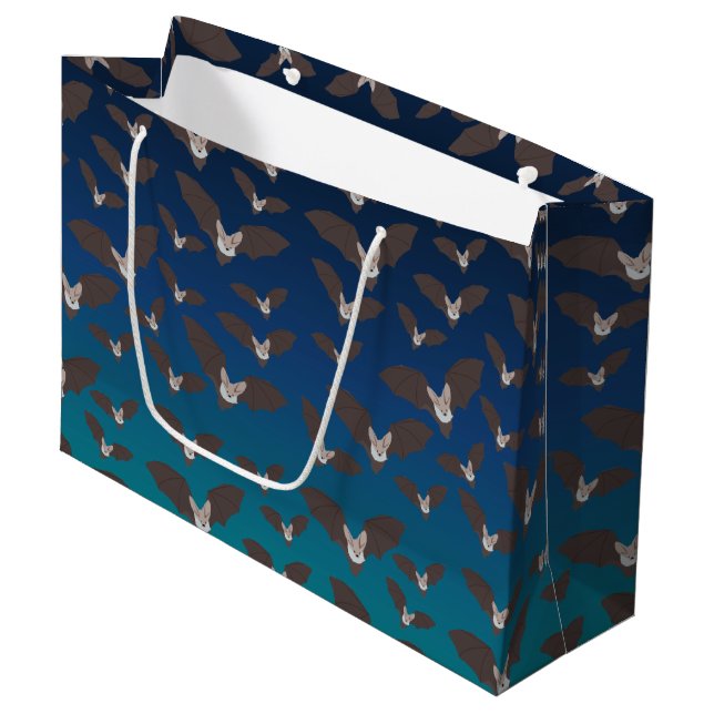 Cute Spooky Bat Pattern   Large Gift Bag (Front Angled)