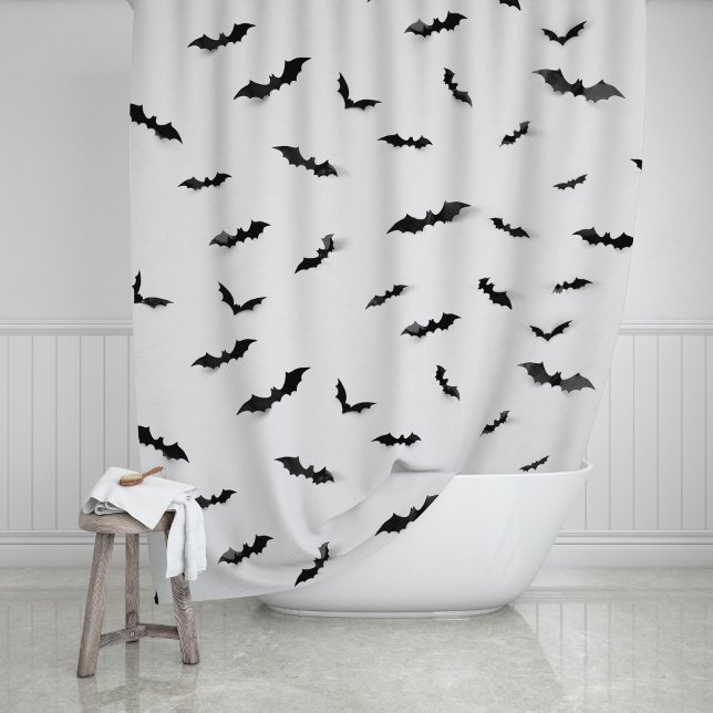 Cute Spooky Bats Halloween Goth Shower Curtain (Creator Uploaded)