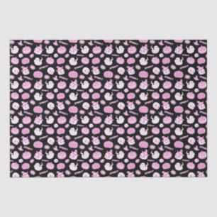 Cute Spooky Black and Pink Halloween Pattern Tissue Paper