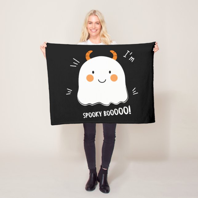 Cute Spooky Boo Demon Ghost Fleece Blanket (In Situ)