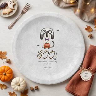 Cute Spooky BOO! Watercolor Halloween Party Paper Plate