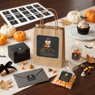 Cute Spooky BOO Watercolor Halloween Party Square Sticker