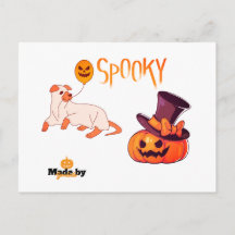 Cute Spooky Dog Ghost & Pumpkin Halloween Design –