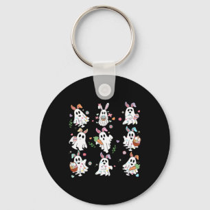 Cute Spooky Easter Bunny Ghost Egg Girl Women Men Key Ring