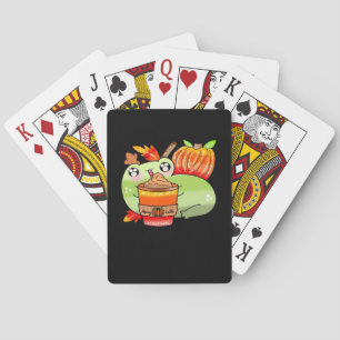 Cute Spooky Frog Pumpkin Spice Latte Season Playing Cards