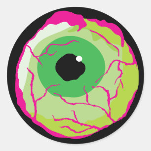 Cute Spooky Funny Funky Zombie Eyeball Classic Round Sticker