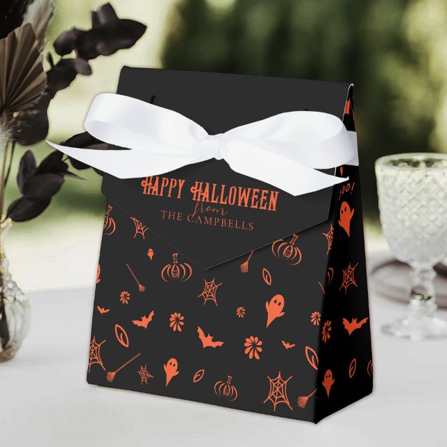 Cute Spooky Ghost Black Orange Halloween Favour Box (Creator Uploaded)